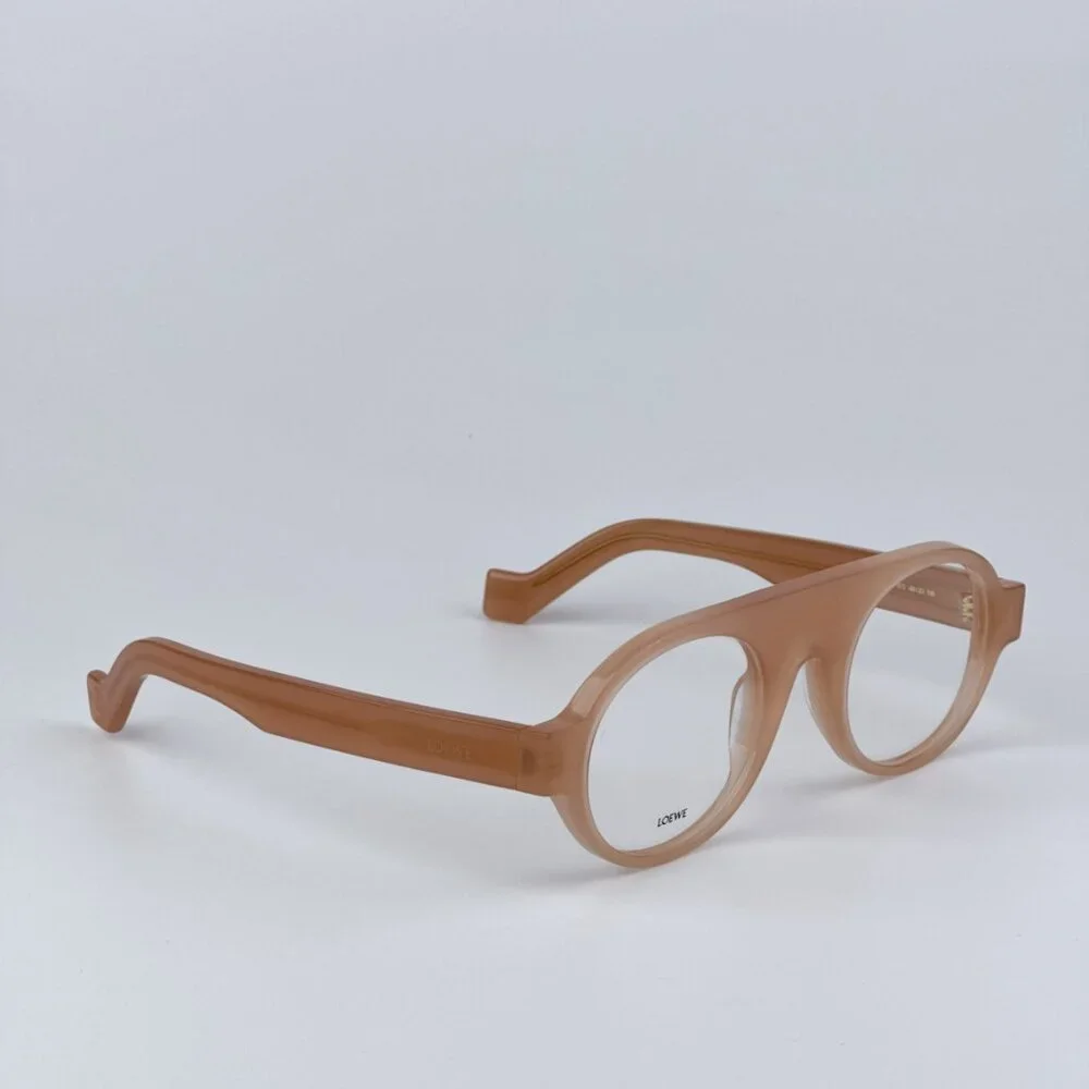Loewe Women BRAND NEW Eyeglasses Shiny Light Pink Demo Round LW50009I 072